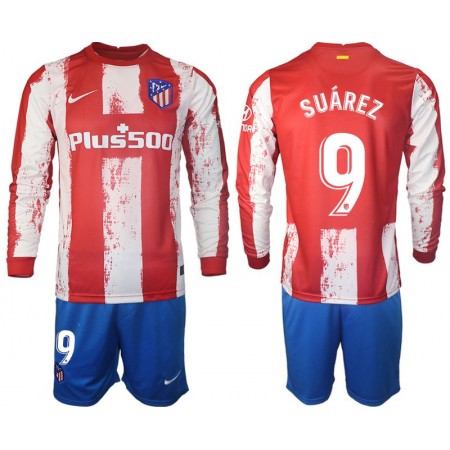 Camiseta Atlético Madrid Suarez 9 Niño Primera Equipación 2021/2022 Manga Larga
